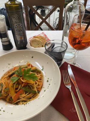 Spaghetti with vegetables  at Al Corner in Venice