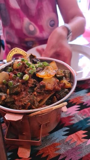 okra curry (can be made vegan) at Curry Palace and Tandoor in Bruges