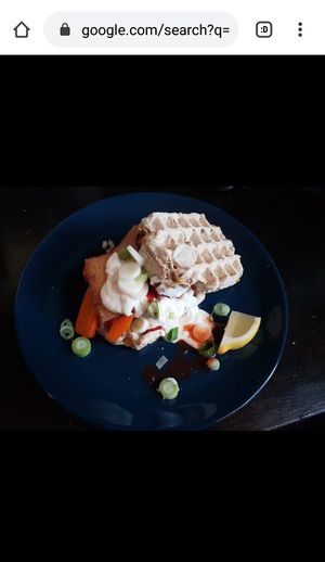 Waffles with Smoked Tofu and Grilled Veggies at Café Rebel Milo in Leipzig