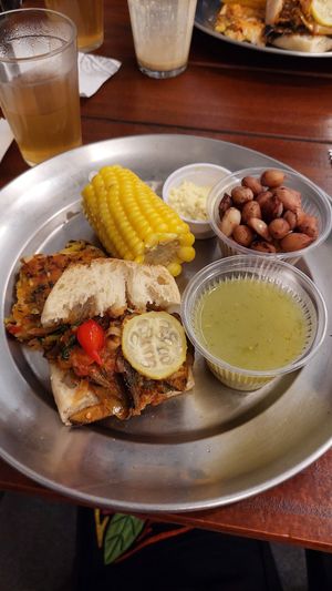 Milho cozido na manteiga, caldo verde, buraco quente, torta caipira e amendoim cozido (do combinado junino) at Pratada  in Sao Paulo