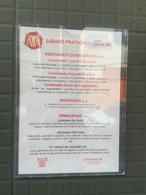 Cardápio de sábado (14/09/2024) at Pratada  in Sao Paulo