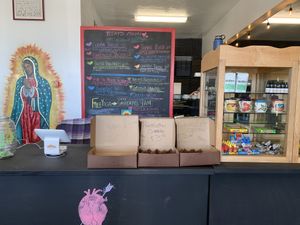 Menu and sweet treats at La Chaiteria in Tucson