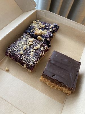 Blueberry, raspberry, and peanut butter chocolate bars  at Positively 3rd Street Bakery in Duluth