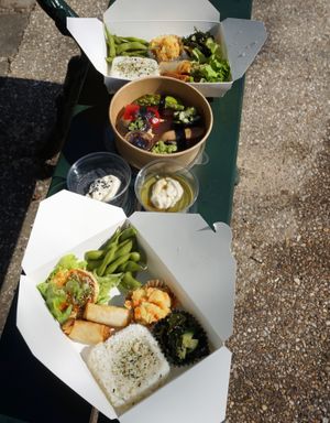 Bento box + Panna cottas + Sushi at Itadakizen Paris in Paris