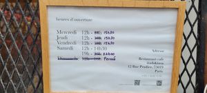 Those are the latest opening times, but as you see, they often change. at Itadakizen Paris in Paris