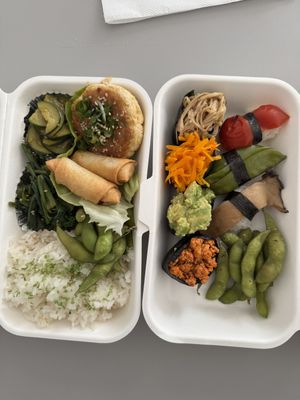 Bento box and sushii  at Itadakizen Paris in Paris