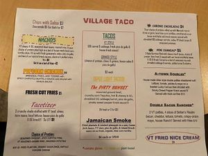 Menu at Village Taco in Columbus