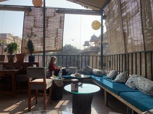 Rooftop vegan restaurant  at Cafe Veda in Jaipur
