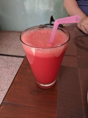 Watermelon juice at Cafe Veda in Jaipur