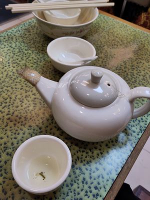 Tea was included. I like the detail with the water hose on the end 😂 at Po Lin Yuen 寶蓮苑素食 - Sai Ying Pun in Hong Kong Island