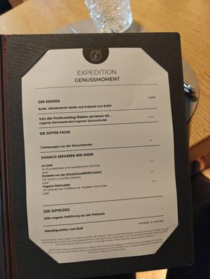 vegan dinner menue at Tauern Spa  in Kaprun