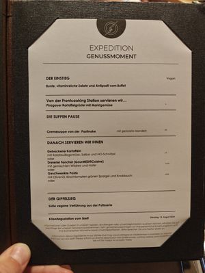 vegan dinner menue at Tauern Spa  in Kaprun