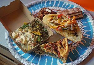 Salad + Quiche + Sandwich Falafel + Millefeuilles + Praliné Tart at Land & Monkeys - Beaumarchais in Paris