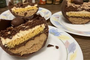 Sliced Easter cake. Incredible   at Land & Monkeys - Beaumarchais in Paris