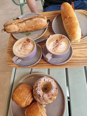 Coffee 10/10, the baguette sandwiches 100/10 (very filling too!) at Land & Monkeys - Beaumarchais in Paris