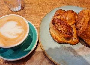 Coffee with soy milk and brioches at Land & Monkeys - Beaumarchais in Paris