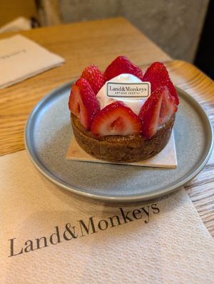 Yummy strawberry tart. at Land & Monkeys - Beaumarchais in Paris