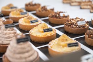 A selection of classic or revisited pastries at Land & Monkeys - Beaumarchais in Paris