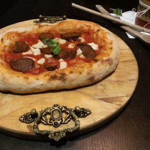 Pizza with vegan Chouriço and Cashew Mozzarella at Al Sanpietrino Trattoria in Lisbon