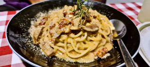 Vegan pasta at Al Sanpietrino Trattoria in Lisbon