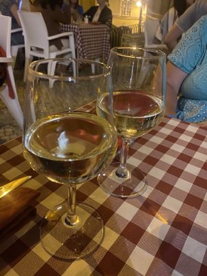 Portuguese white wine  at Al Sanpietrino Trattoria in Lisbon
