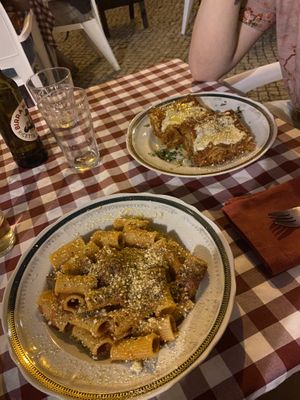 Lasagne and Rigatoni Amatriciana Main  at Al Sanpietrino Trattoria in Lisbon