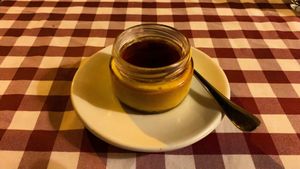 Vegan Panna Cotta with Caramel  at Al Sanpietrino Trattoria in Lisbon