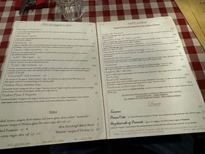 Menu at Al Sanpietrino Trattoria in Lisbon