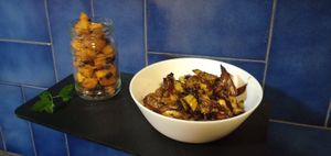 Marinated and baked Coliflower with homemade Croûtons. Fully vegan at Al Sanpietrino Trattoria in Lisbon