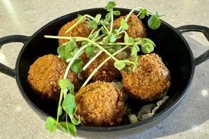 Eggplant bites  at Genius Central in Central Singapore