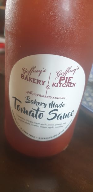 Nice sauce at Gaffney's Bakery in Heathcote