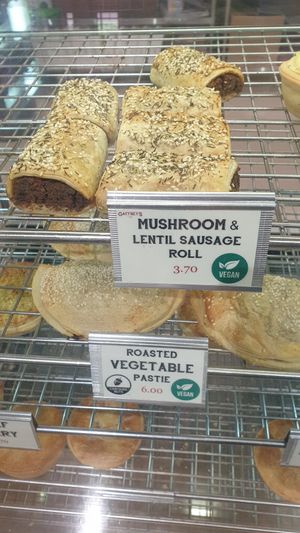 2 vegan hot bakery options now yay! at Gaffney's Bakery in Heathcote