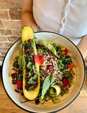 Zucchini filled with mushroom at The Bean Brewers in Chippendale