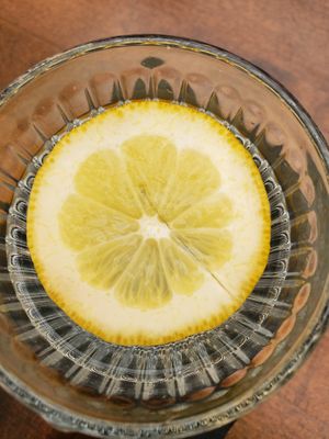 Lemon water at Vegan Street in Calgary