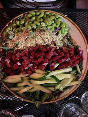heart beet salad at Vegan Street in Calgary