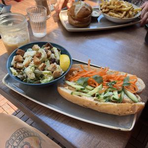 Banh Mi Sandwich, sub caesar salad  at Vegan Street in Calgary