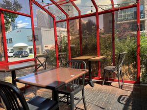 Enclosed patio  at Vegan Street in Calgary