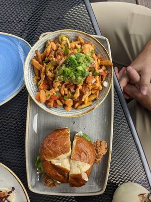 Chicken burger with mexi fries 10/10 at Vegan Street in Calgary