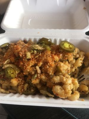 Mac n cheeze with jalapeños!! at Vegan Street in Calgary