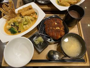 Fried “pork chop” with cheese set at Duō Bǎo Shū Shí 多寶蔬食南洋異國料理 in Taichung