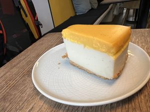 Lemon cake with mango  at KIRAS in Kaunas