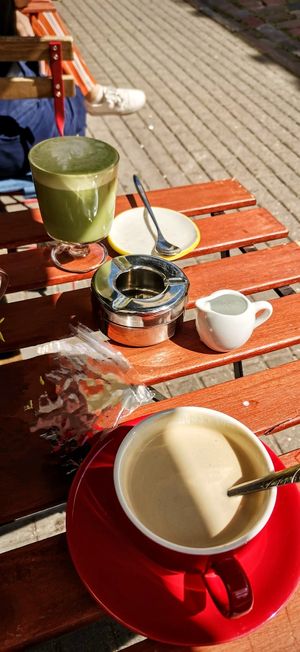 Chai latte and black coffee with oat milk. Was too hungry so unfortunately no picture of the food! But it looked and tasted delicious :) at KIRAS in Kaunas