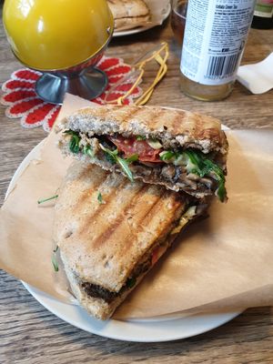 Mushroom and vegan cheese toastie at KIRAS in Kaunas