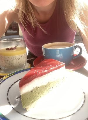 Matcha cake & chiapudding  at KIRAS in Kaunas