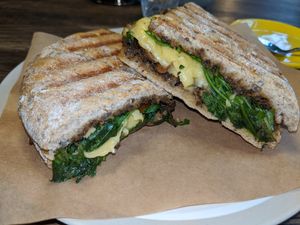 Mushroom and vegan cheese at KIRAS in Kaunas