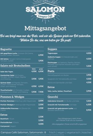 Lunch menu  at Campus Café in Leipzig