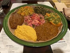 Vegetable Gebeta (+ extras that we ordered) at Zagol Ethiopian in Reno