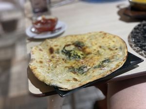 spinach naan at Taj Palace in Malaga