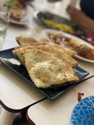 vegan naan with spinach  at Taj Palace in Malaga