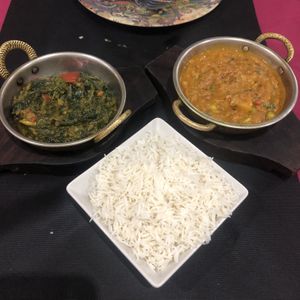 Sag bhajee and tarka dhal at Taj Palace in Malaga